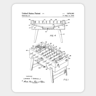 Foosball Table Patent - Foosball Player Game Room Art - White Sticker